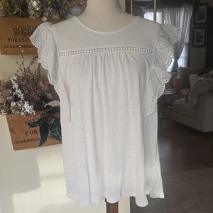 BiBi White Eyelet Lace Blouse